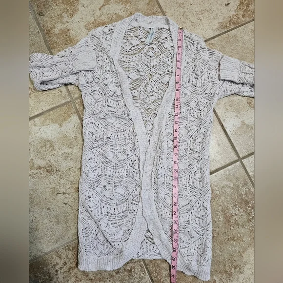 Aeropostale White Crochet Lace Cardigan Women Large Y2K Open Front Layer Cottage - Picture 7 of 7